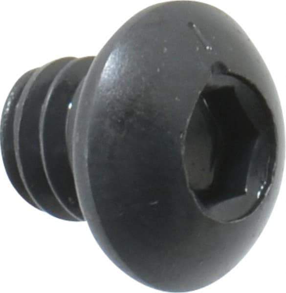 Made in USA - 1/4-20 UNC Hex Socket Drive, Button Screw - Alloy Steel, Black Oxide Finish, Fully Threaded, 1/4" Length Under Head - Eagle Tool & Supply