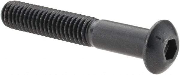 Made in USA - 5/16-18 UNC Hex Socket Drive, Button Screw - Alloy Steel, Black Oxide Finish, Fully Threaded, 2" Length Under Head - Eagle Tool & Supply