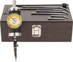 SPI - 9 Piece, 0mm to 63.5mm Measuring Range, 40mm Dial Diam, 0-25-0 Dial Reading, Yellow Dial Test Indicator Kit - 0.005mm Accuracy, 2, 4 & 6" Contact Point Length, 1/8" Ball Diam, 0.01mm Dial Graduation - Eagle Tool & Supply