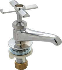 B&K Mueller - Standard, One Handle Design, Chrome, Round Deck Plate Single Mount Faucet - 4 Spoke Handle - Eagle Tool & Supply