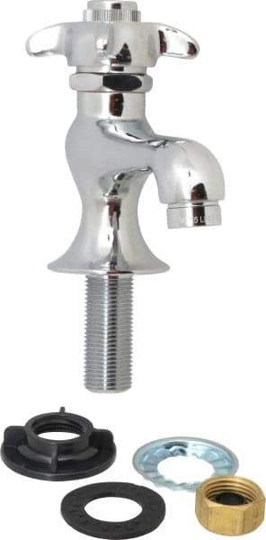 B&K Mueller - Standard, One Handle Design, Chrome, Round Deck Plate Single Mount Faucet - 4 Spoke Handle - Eagle Tool & Supply