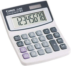 Canon - 8-Digit LCD Handheld Calculator - White, Solar & Battery Powered - Eagle Tool & Supply