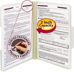 SMEAD - 8-1/2 x 14", Legal, Gray/Green, File Folders with Top Tab Fastener - 1/3 Tab Cut Location - Eagle Tool & Supply