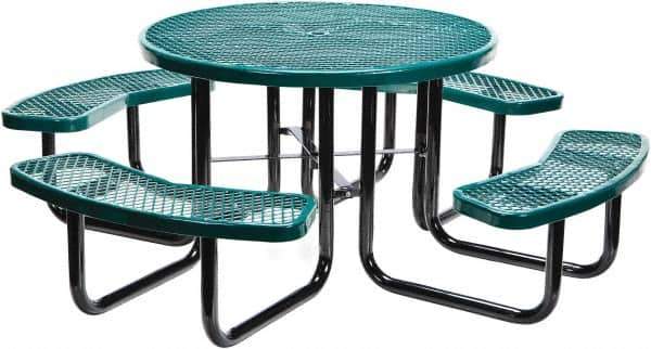 Vestil - 81-1/4" Long x 81-1/4" Wide x 29" High Stationary Activity/Utility Table without Back Rests - Green, Steel - Eagle Tool & Supply