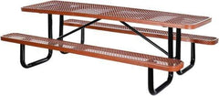 Vestil - 96" Long x 61-5/8" Wide x 30.38" High Stationary Activity/Utility Table without Back Rests - Brown, Steel - Eagle Tool & Supply