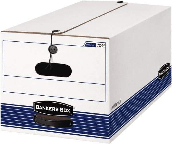 BANKERS BOX - 1 Compartment, 15 Inch Wide x 24 Inch Deep x 10 Inch High, File Storage Box - Paper, White and Blue - Eagle Tool & Supply