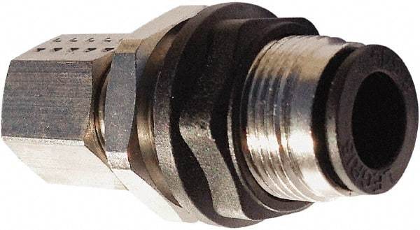 Legris - 10mm Outside Diam, Nickel Plated Brass Push-to-Connect Tube Bulkhead Union - 290 Max psi, Tube to Tube Connection, Nitrile O-Ring - Eagle Tool & Supply