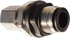 Legris - 4mm Outside Diam, Nickel Plated Brass Push-to-Connect Tube Bulkhead Union - 290 Max psi, Tube to Tube Connection, Nitrile O-Ring - Eagle Tool & Supply