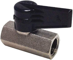 Legris - 1/4" Pipe, Female Port, Nickel Plated Brass Miniature Ball Valve - Inline - One Way Flow, FBSPP x FBSPP Ends, Wedge Handle, 174 WOG - Eagle Tool & Supply