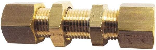 Legris - 18mm OD, Brass Bulkhead Union - 261 Max Working psi, Comp x Comp Ends - Eagle Tool & Supply