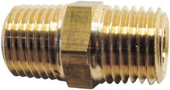 Legris - 1 Male Thread, Brass Industrial Pipe Hex Nipple - MBSPT, 1,450 psi - Eagle Tool & Supply