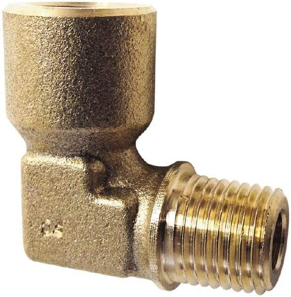 Legris - 3/8 Male Thread x 3/8 Female Thread, Brass Industrial Pipe 90° Street Elbow - MBSPT x FBSPP, 3,626 psi - Eagle Tool & Supply
