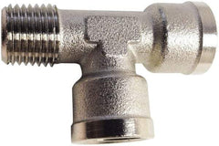 Legris - 1/8 Male Thread x 1/8 Female Thread, Nickel Plated Brass Industrial Pipe Street Tee - MBSPT x FBSPP, 870 psi - Eagle Tool & Supply