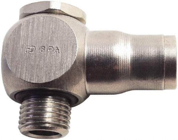Legris - 8mm Outside Diam, 1/8 BSPP, Nickel Plated Brass Push-to-Connect Tube Single Banjo - 435 Max psi, Tube to Male BSPP Connection, FKM O-Ring - Eagle Tool & Supply