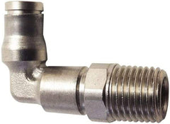 Legris - 6mm Outside Diam, 1/8 BSPT, Nickel Plated Brass Push-to-Connect Tube Extended Male Elbow - 435 Max psi, Tube to Male BSPT Connection, FKM O-Ring - Eagle Tool & Supply