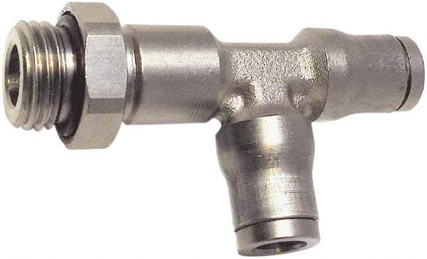 Legris - 4mm Outside Diam, 1/8 BSPP, Nickel Plated Brass Push-to-Connect Tube Male Run Tee - 435 Max psi, Tube to Male BSPP Connection, FKM O-Ring - Eagle Tool & Supply