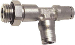 Legris - 4mm Outside Diam, 1/8 BSPP, Nickel Plated Brass Push-to-Connect Tube Male Run Tee - 435 Max psi, Tube to Male BSPP Connection, FKM O-Ring - Eagle Tool & Supply