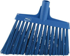 Vikan - 9-1/2" Wide, Blue Synthetic Bristles, Angled Broom - Eagle Tool & Supply