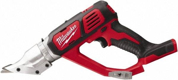 Milwaukee Tool - 3,000 SPM, 18 Volt, Inline Handle, Handheld Cordless Shear - 18 Gauge (Mild Steel) Cutting Capacity - Eagle Tool & Supply