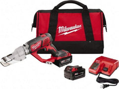 Milwaukee Tool - 3,000 SPM, 18 Volt, Inline Handle, Handheld Cordless Shear - 18 Gauge (Mild Steel) Cutting Capacity - Eagle Tool & Supply