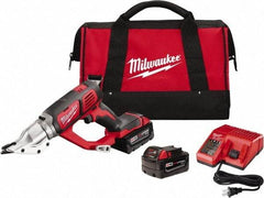 Milwaukee Tool - 3,000 SPM, 18 Volt, Inline Handle, Handheld Cordless Shear - 18 Gauge (Mild Steel) Cutting Capacity - Eagle Tool & Supply