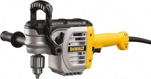 DeWALT - 1/2" Keyed Chuck, 330 & 1,300 RPM, End Handle Electric Drill - 11 Amps, 120 Volts, Reversible, Includes Chuck Key with Holder & 2-Position Side Handle - Eagle Tool & Supply