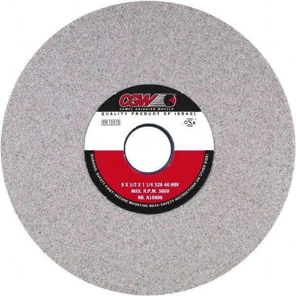 Camel Grinding Wheels - 7" Diam x 1-1/4" Hole x 1" Thick, H Hardness, 46 Grit Surface Grinding Wheel - Aluminum Oxide, Type 5, Medium Grade, Vitrified Bond, One-Side Recess - Eagle Tool & Supply