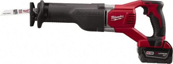 Milwaukee Tool - 18V, 0 to 3,000 SPM, Cordless Reciprocating Saw - 1-1/8" Stroke Length, 19" Saw Length, 1 Lithium-Ion Battery Included - Eagle Tool & Supply