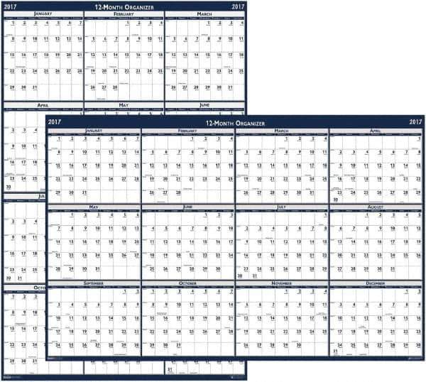House of Doolittle - 1 Sheet, 66 x 33", Erasable Wall Calendar - Blue & Gray - Eagle Tool & Supply