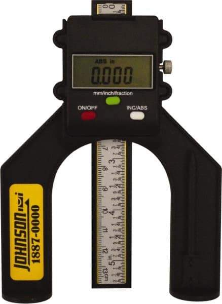 Johnson Level & Tool - 0" to 80mm Electronic Depth Gage - 0.004" Accuracy, 0.05mm Resolution, 5" Base Length - Eagle Tool & Supply