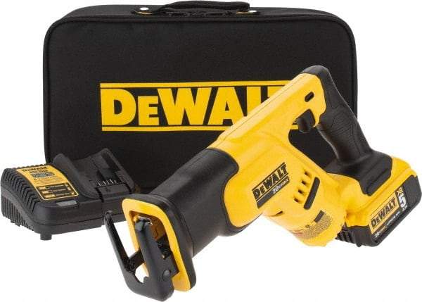 DeWALT - 20V, 0 to 2,900 SPM, Cordless Reciprocating Saw - 1-1/8" Stroke Length, 14" Saw Length, 1 Lithium-Ion Battery Included - Eagle Tool & Supply