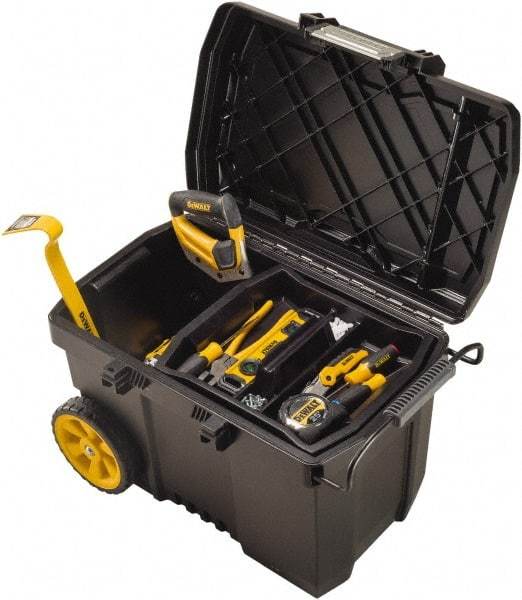 DeWALT - 1 Compartment 1 Tray Mobile Tool Chest - 15-39/64" Wide x 24-51/64" Deep x 16-1/2" High, Polypropylene, Black - Eagle Tool & Supply