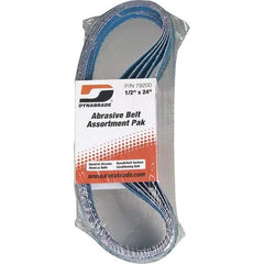 Dynabrade - 1/2" Wide x 24" OAL, 60 & 80 Grit, Zirconia Alumina Abrasive Belt - Zirconia Alumina, Coated & Nonwoven, X Weighted Cloth Backing, Wet/Dry - Eagle Tool & Supply