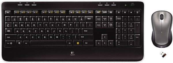 Logitech - Black Keyboard/Mouse - Use with Windows XP, Vista, 7, 8 - Eagle Tool & Supply