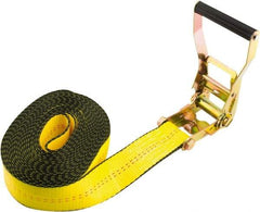 Erickson Manufacturing - 25' Long x 2" Wide, 10,000 Lb Basket Capacity, Polyester & Steel Web Sling - Yellow - Eagle Tool & Supply