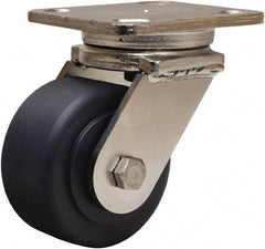 Hamilton - 4" Diam x 2" Wide x 5-5/8" OAH Top Plate Mount Swivel Caster - Nylon, 1,600 Lb Capacity, Stainless Steel Double Shielded Precision Ball Bearing, 4 x 5" Plate - Eagle Tool & Supply