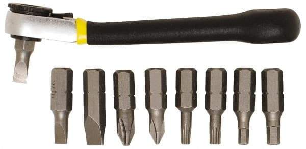 General - 9 Piece, Screwdriver Mini-Ratchet Bit Kit - #1 & #2 Phillips - Eagle Tool & Supply