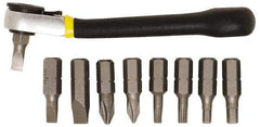 General - 9 Piece, Screwdriver Mini-Ratchet Bit Kit - #1 & #2 Phillips - Eagle Tool & Supply