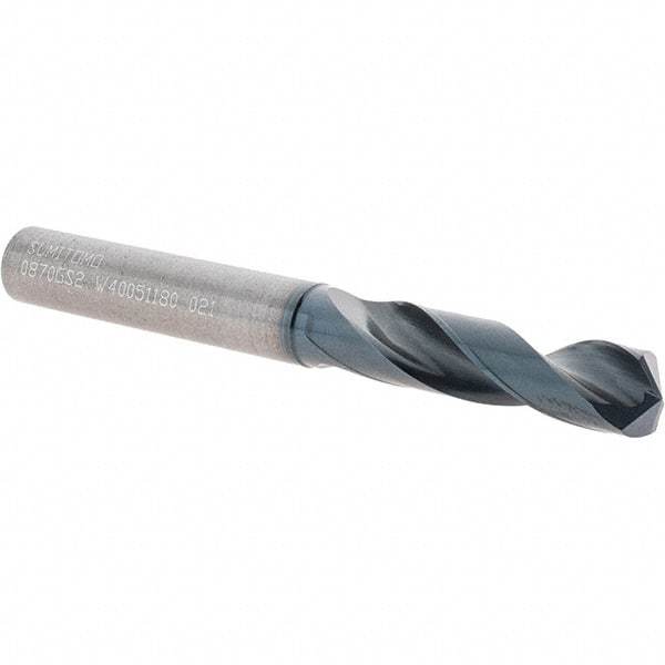 Sumitomo - 8.7mm 135° Solid Carbide Screw Machine Drill Bit - TiAlCr/TiSi Finish, 38mm Flute Length, 82mm OAL - Eagle Tool & Supply