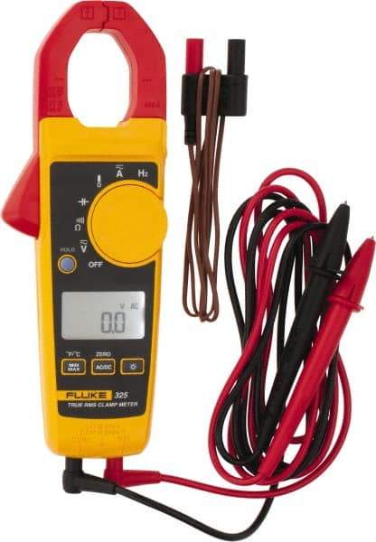 Fluke - 325, CAT IV, CAT III, Digital True RMS Clamp Meter with 1.18" Clamp On Jaws - 600 VAC/VDC, 400 AC/DC Amps, Measures Voltage, Capacitance, Continuity, Frequency, Resistance, Temperature - Eagle Tool & Supply