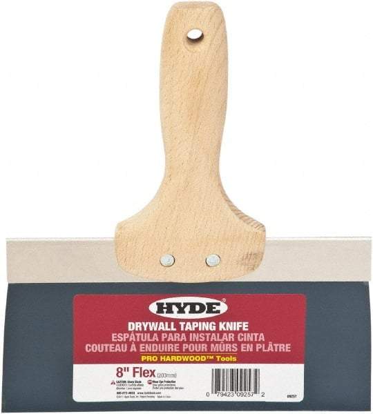 Hyde Tools - 8" Wide Flexible Blade Steel Joint Knife - Flexible, Hardwood Handle - Eagle Tool & Supply