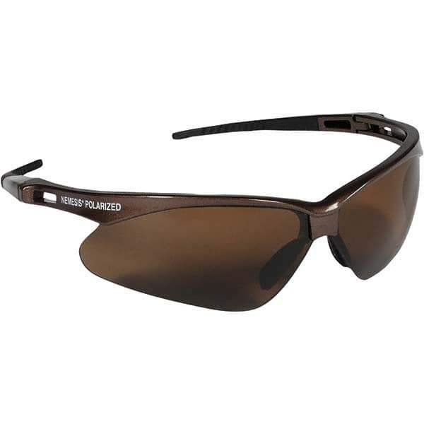Jackson Safety - Brown Lenses, Framed Polarized Glasses - Scratch Resistant, Brown Frame, Size Universal, Wrap Around - Eagle Tool & Supply