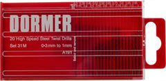 DORMER - 0.3 to 1mm, 118° Point, Oxide Finish, High Speed Steel Jobber Length Drill Bit Set - Eagle Tool & Supply