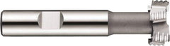 DORMER - 16mm Cut Diam, 8mm Cut Width, 7mm Neck Diam, 0.3937" Shank Diam, Cobalt T-Slot Cutter - Uncoated, 8mm Bolt, Staggered Teeth, 6 Teeth, Weldon Flat - Eagle Tool & Supply