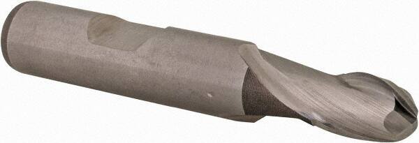 DORMER - 8mm Diam, 11mm LOC, 2 Flute Cobalt Ball End Mill - Uncoated, Single End, 61mm OAL, 10mm Shank Diam, Spiral Flute - Eagle Tool & Supply