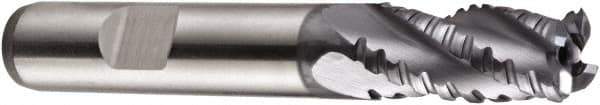 DORMER - 14mm Diam, Coarse Pitch, 26mm LOC, 4 Flute Cobalt Roughing Square End Mill - TiCN Finish, 83mm OAL, 12mm Shank Diam, Single End, Extended Reach, 30° Helix - Eagle Tool & Supply