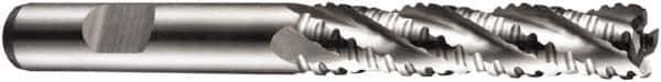 DORMER - 14mm Diam, Coarse Pitch, 53mm LOC, 4 Flute Cobalt Roughing Square End Mill - Uncoated, 110mm OAL, 12mm Shank Diam, Single End, Extended Reach, 30° Helix - Eagle Tool & Supply