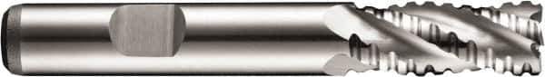 DORMER - 18mm Diam, Coarse Pitch, 32mm LOC, 4 Flute Cobalt Roughing Square End Mill - Uncoated, 92mm OAL, 16mm Shank Diam, Single End, Extended Reach, 30° Helix - Eagle Tool & Supply