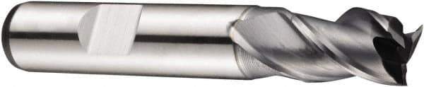 DORMER - 16mm Diam, 19mm LOC, 3 Flute Powdered Metal Keyway End Mill - Spiral Flute, AlCrN Finish, 16mm Shank Diam, 79mm OAL, 40° Helix, Centercutting - Eagle Tool & Supply