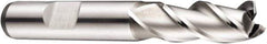 DORMER - 16mm, 32mm LOC, 16mm Shank Diam, 92mm OAL, 3 Flute, Powdered Metal Square End Mill - Single End, Bright Finish, Spiral Flute, 40° Helix, Centercutting, Right Hand Cut, Right Hand Flute, Series C336 - Eagle Tool & Supply